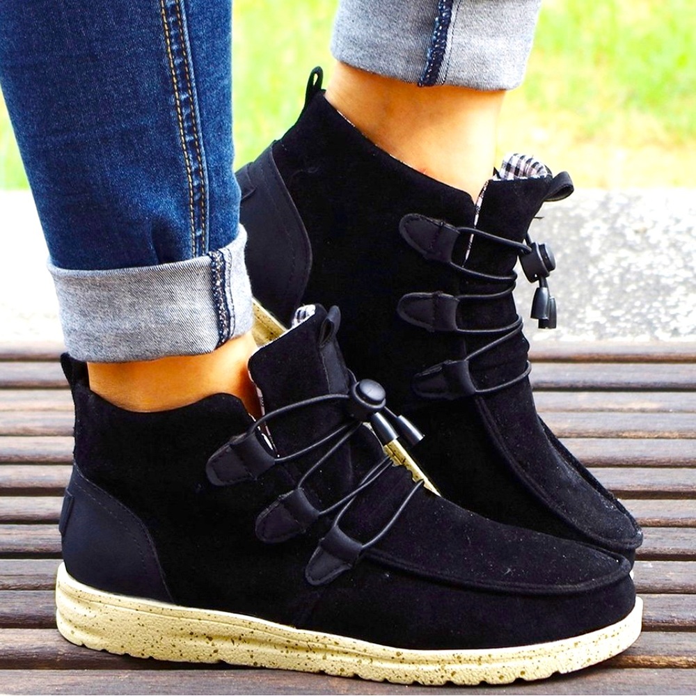 Black Laced Front Ankle Boots- Women’s